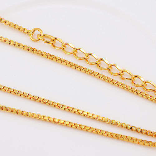 Mens Elegant 9K Yellow Gold Filled Box Link Chain  ( 51cm )