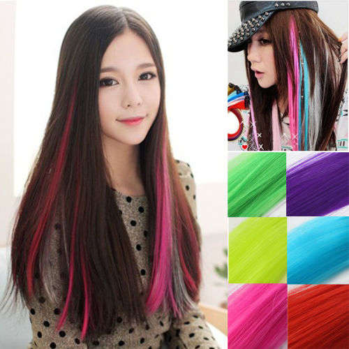 Cool " Neon Green " Colour Synthetic Hair Extension