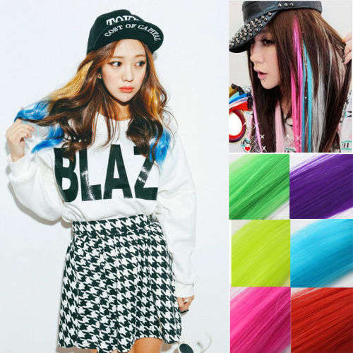 Cool " Neon Green " Colour Synthetic Hair Extension