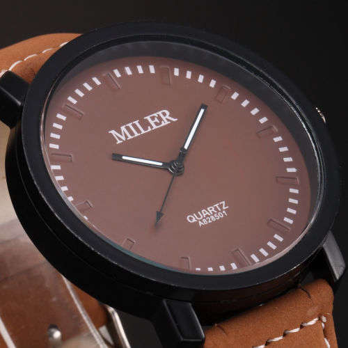 Mens Cool   MILER   Sport Leather Band Watch