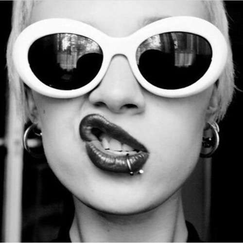 Ladies Cool & Funky Retro  PRADA  Style Sunglasses ( Blue / Black )
