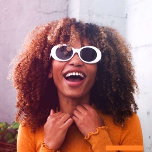 Ladies Cool & Funky Retro  PRADA  Style Sunglasses ( White / Shiny Blue )