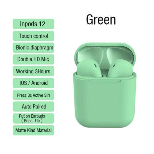 InPods 12  TWS Wireless Bluetooth V5.0 Earphones  - Green