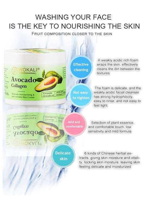 Wokali Avocado Collagen  Anti - Wrinkle , Weather Protection and  Firming Face Cream