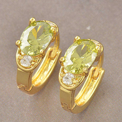Stunning 9kt Gold Filled Green CZ Hoop Earrings