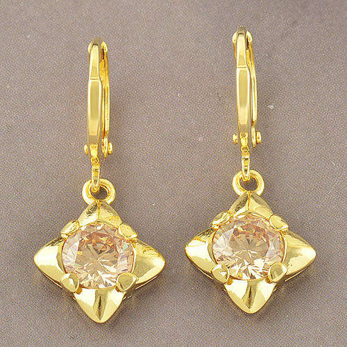 Stunning 9kt Gold Filled Champagne CZ Dangle Earrings