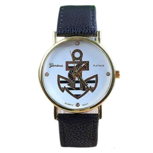Ladies Cute Anchor Pattern Geneva Watch