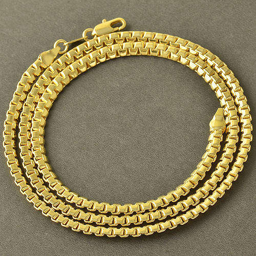 Mens Stunning Heavy 9K Yellow Gold Filled Box Link Chain  ( 60cm )
