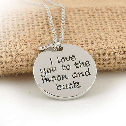 Ladies Sweet 925 Silver Plated  " LOVE YOU TO THE MOON & BACK "  Necklace