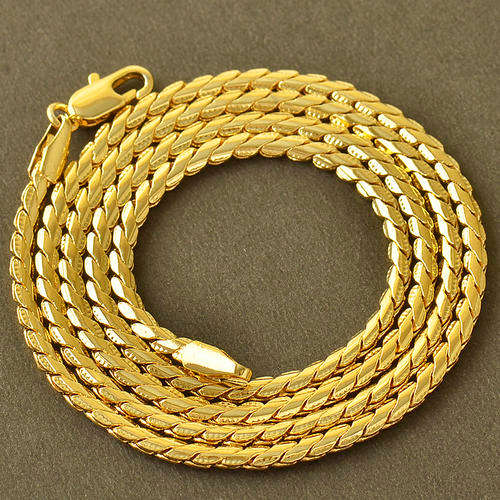 Mens Stunning 9K Yellow Gold Filled Wave Link Chain  ( 60cm )