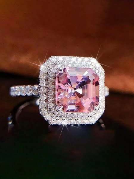 Ladies Stunning Pink Sapphire Silver Filled Ring