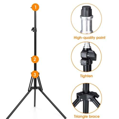 Heavy Duty Photography Studio 2m Telescopic Tripod Lighting Stand with Phone Bracket