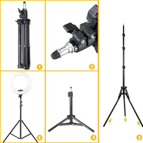 Heavy Duty Photography Studio 2m Telescopic Tripod Lighting Stand with Phone Bracket