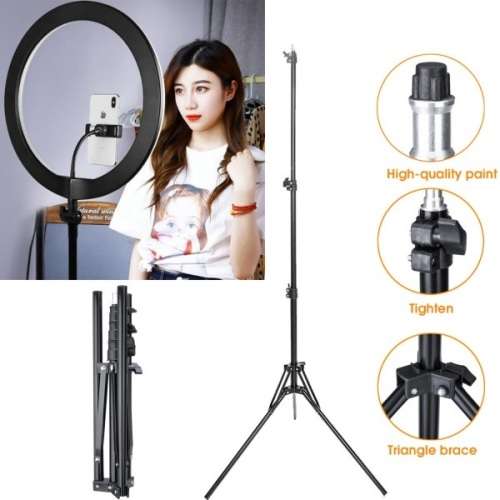 Heavy Duty Photography Studio 2m Telescopic Tripod Lighting Stand with Phone Bracket