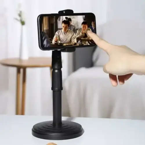 Round Base Desktop Mobile Mount with Phone Clamp