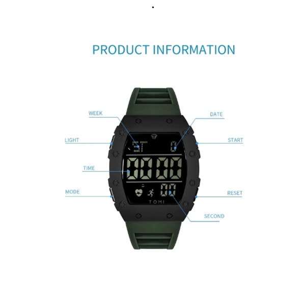 Mens Eyecatching & Modern Military Design  TOMI  Square Dial Sport Watch