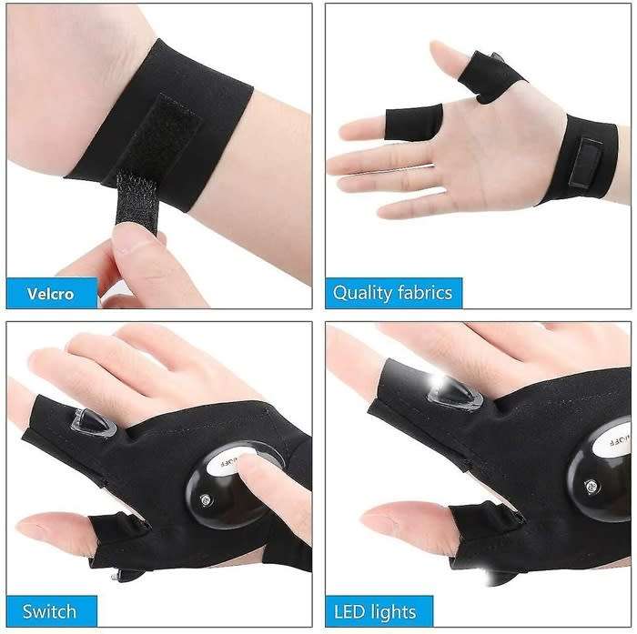 1 Pair Premium Multipurpose LED Night Light Gloves for Fishing , Camping & Night Work