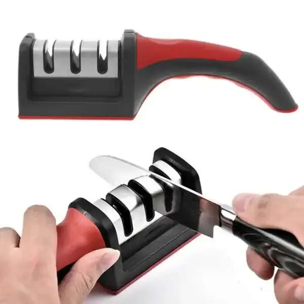 Brilliant & Effective Solid Handheld 3 Slot Knife Sharpener