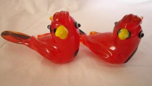 BEATIFUL SET OF 2 GLASS MIRANO BIRDS COUPLE