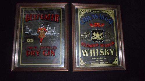 TWO BAR MIRRORS ( BEEFEATER +CHIVAS REGAL )