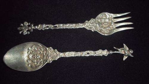 BEAUTIFUL ORNATE  SILVER PLATED ITALIAN SERVING SET !!!!!!