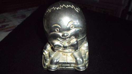 BIG BEAUTIFUL SILVER PLATED  VINTAGE HUMTY DUMTY PIGGI BANK -as per scan