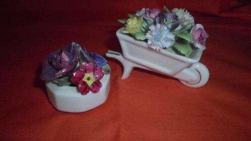 2 X COLLECTABLE  FLOWER POSY.S ROYAL ADDERLEY WHEEL BARROW