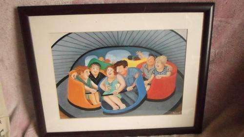 FRAMED B-COOK PRINT  ON BOARD WITH GLASS ( SIGNED )