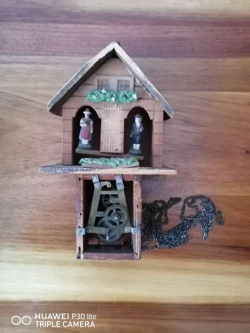 Antique Weather House & Clock (For Repair or Parts)