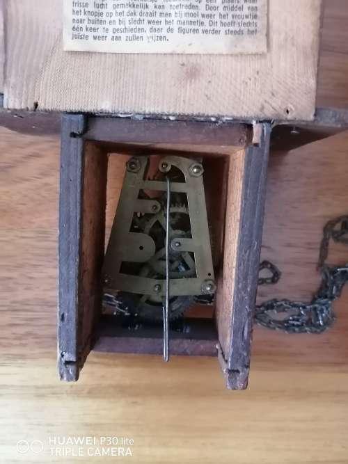 Antique Weather House & Clock (For Repair or Parts)