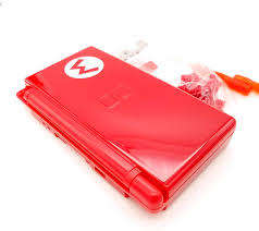 The Nintendo DS Lite Coral features a unique dual-screen clam shell design with top and bottom