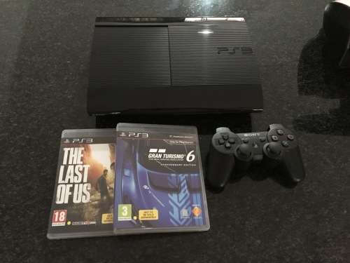 PS3 500gb Slimline including Logitech steering wheel and two games