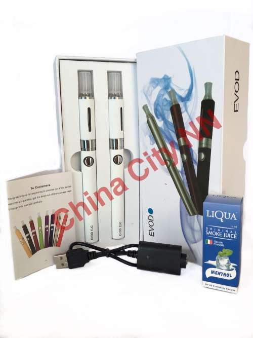 Electronic Cigarette (Vape) Dual EVOD Pack Set + Charger (White)