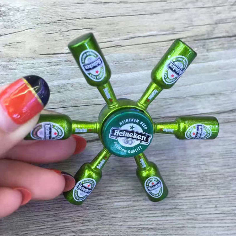 Fidget Spinner Heineken Beer Bottle 6 Head Bottles Hand Spinner Metal Zinc Alloy Finger Spinner