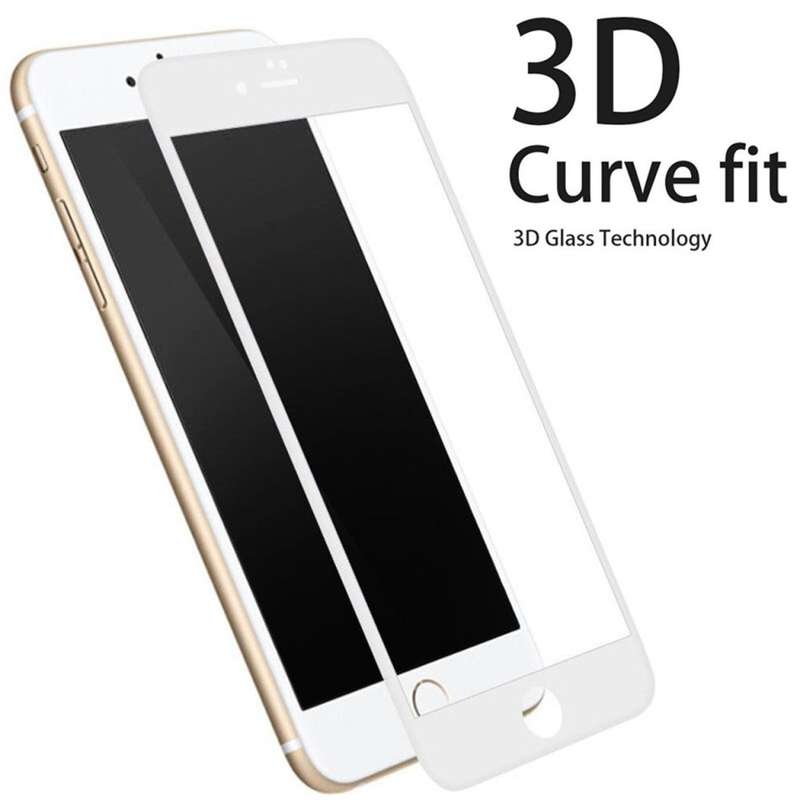 4D iPhone 7/7s Full Cover 3D Curved Edge to Edge Tempered Glass Screen Protector (White & Black)