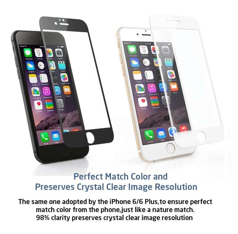 4D iPhone 7/7s Full Cover 3D Curved Edge to Edge Tempered Glass Screen Protector (White & Black)