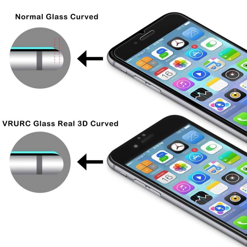 4D iPhone 7/7s Full Cover 3D Curved Edge to Edge Tempered Glass Screen Protector (White & Black)