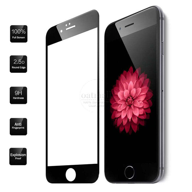 4D iPhone 7/7s Full Cover 3D Curved Edge to Edge Tempered Glass Screen Protector (White & Black)
