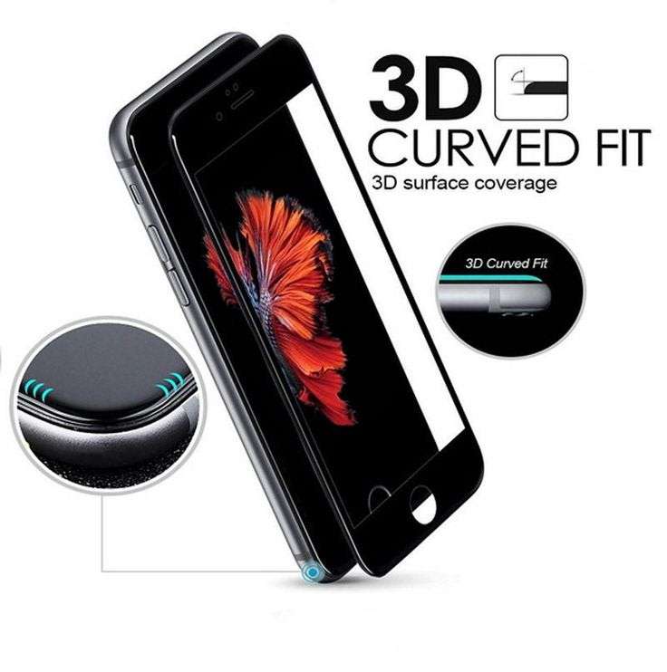 4D iPhone 7/7s Full Cover 3D Curved Edge to Edge Tempered Glass Screen Protector (White & Black)