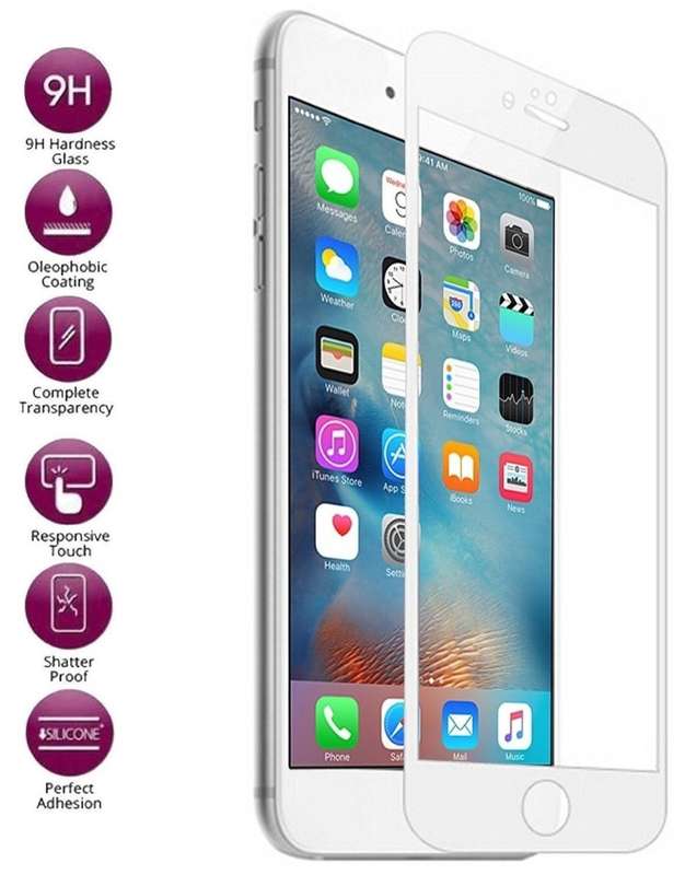4D iPhone 7/7s Full Cover 3D Curved Edge to Edge Tempered Glass Screen Protector (White & Black)