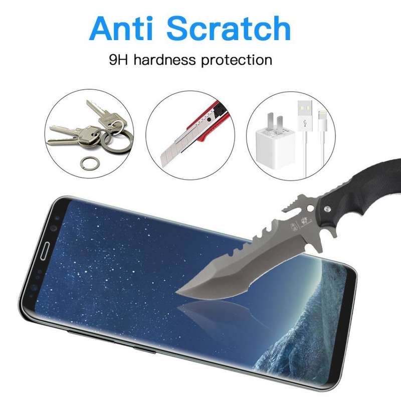 4D Samsung S8 Full Cover 3D Curved Edge to Edge Tempered Glass Screen Protector (Clear & Black)