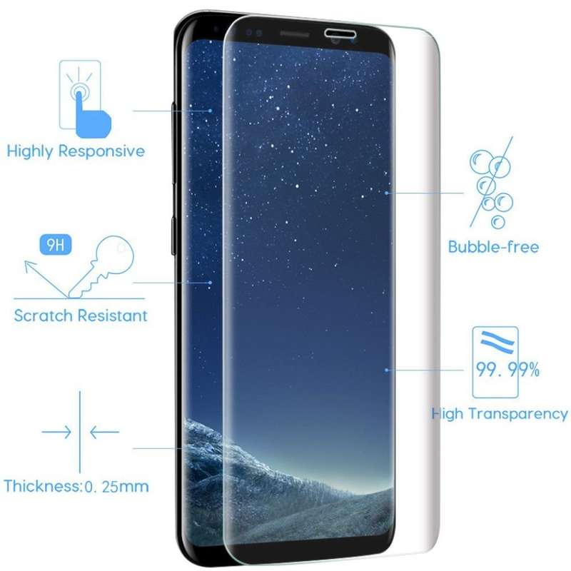 4D Samsung S8 Full Cover 3D Curved Edge to Edge Tempered Glass Screen Protector (Clear & Black)