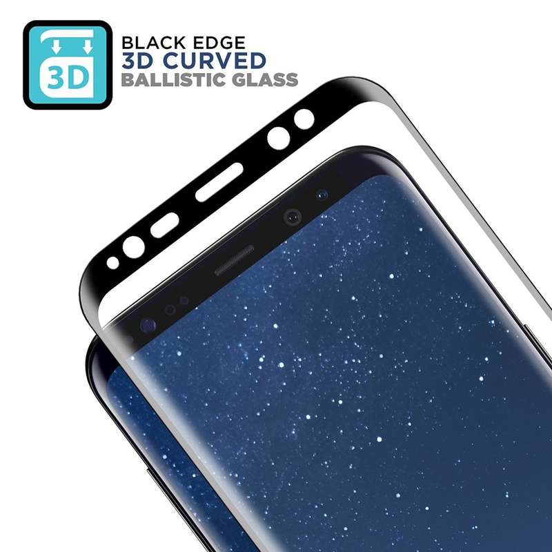 4D Samsung S8 Full Cover 3D Curved Edge to Edge Tempered Glass Screen Protector (Clear & Black)