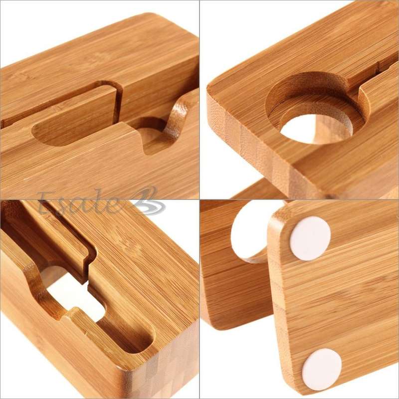 Apple Watch Stand iWatch Bamboo Wood Charging Dock Charge Station Holder iPhone & iWatch 42mm 38mm