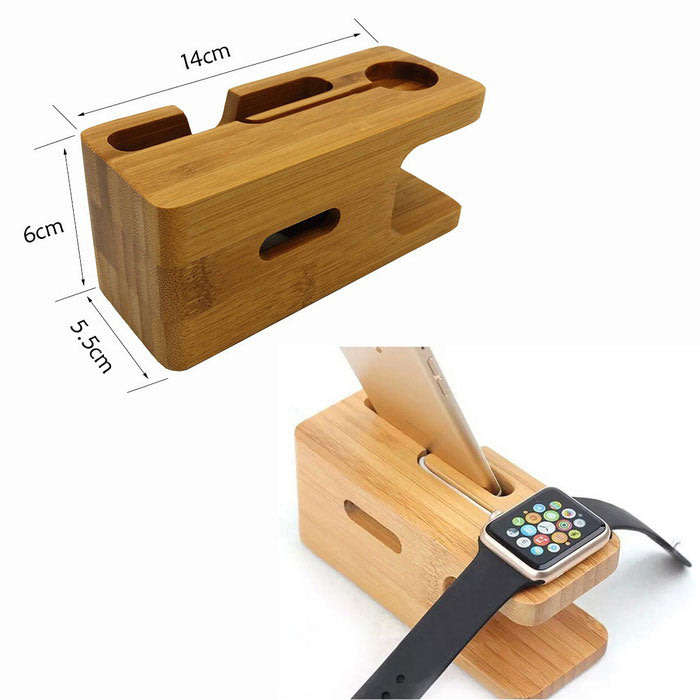 Apple Watch Stand iWatch Bamboo Wood Charging Dock Charge Station Holder iPhone & iWatch 42mm 38mm