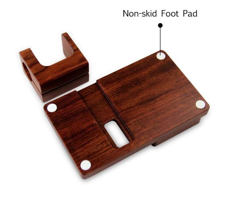 Apple Watch iPad iPhone Rosewood iWatch Stand Cradle Real Wood Dock Station Holder Dark Brown