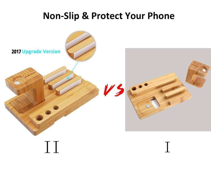 Apple Watch iPad iPhone Bamboo Wood iWatch Charging Stand Cradle Real Wood Dock Station Holder