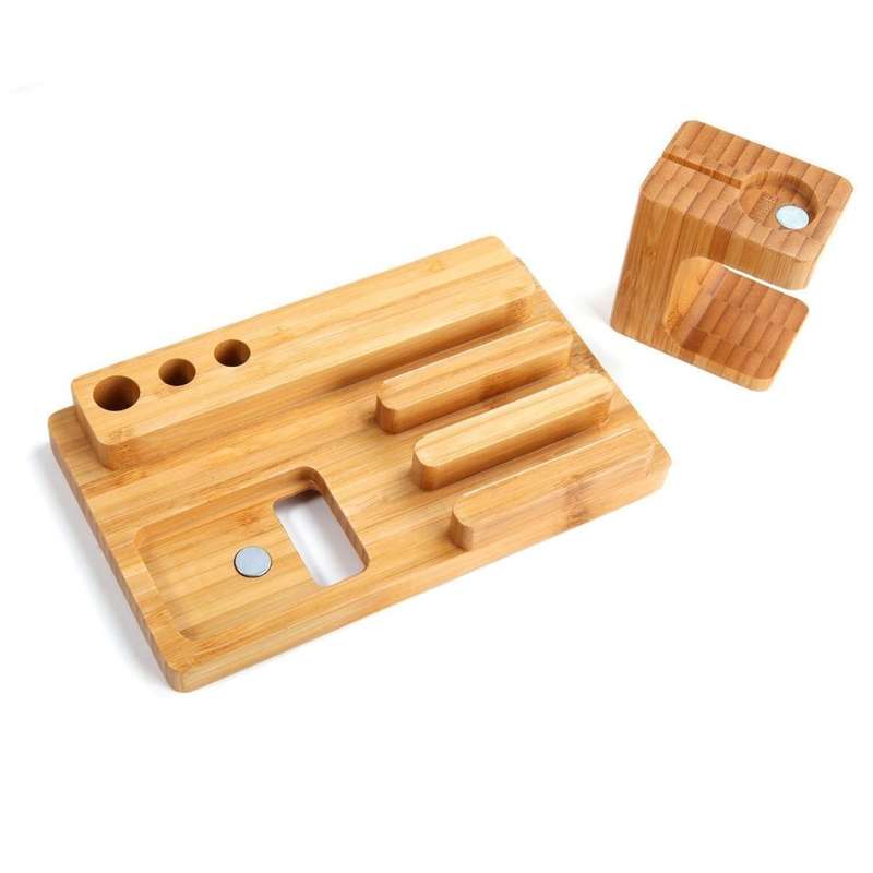 Apple Watch iPad iPhone Bamboo Wood iWatch Charging Stand Cradle Real Wood Dock Station Holder