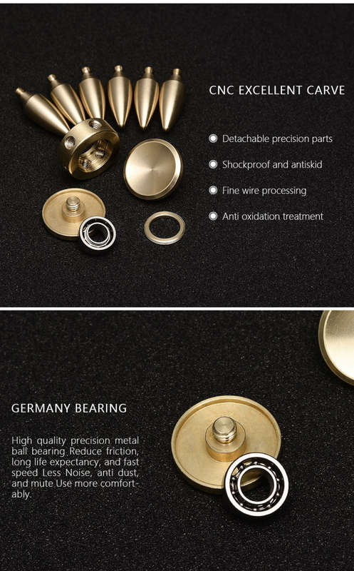 Fidget Spinner Brass Metal Bullet 6 Sided Arm Leaf Point Gold Silver Hand Finger Spinner - 3 Minutes