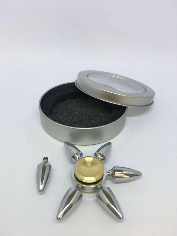 Fidget Spinner Brass Metal Bullet 6 Sided Arm Leaf Point Gold Silver Hand Finger Spinner - 3 Minutes